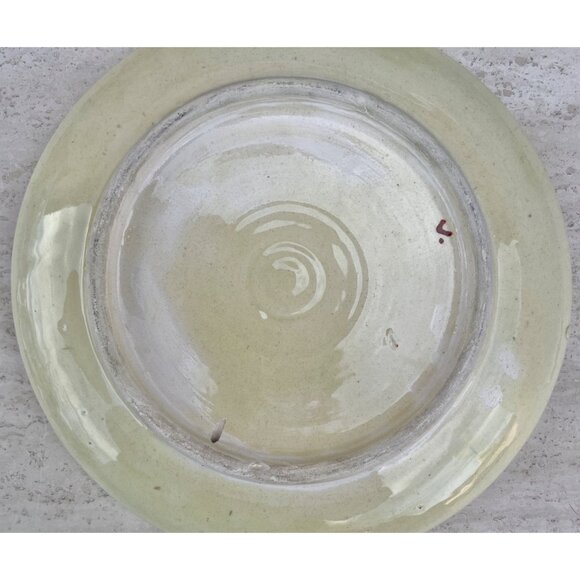 Ceramic Plate Hand Painted Floral Geometric Green Blue Yellow Red Colors 10.25”D - Picture 5 of 10